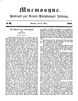 Mnemosyne (Neue Würzburger Zeitung) Sonntag 21. März 1858