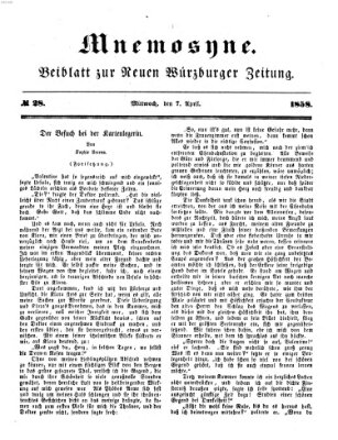 Mnemosyne (Neue Würzburger Zeitung) Mittwoch 7. April 1858