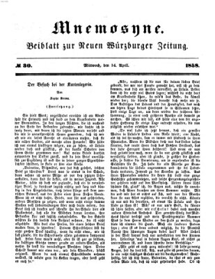 Mnemosyne (Neue Würzburger Zeitung) Mittwoch 14. April 1858