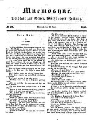 Mnemosyne (Neue Würzburger Zeitung) Mittwoch 23. Juni 1858