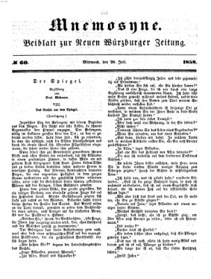 Mnemosyne (Neue Würzburger Zeitung) Mittwoch 28. Juli 1858