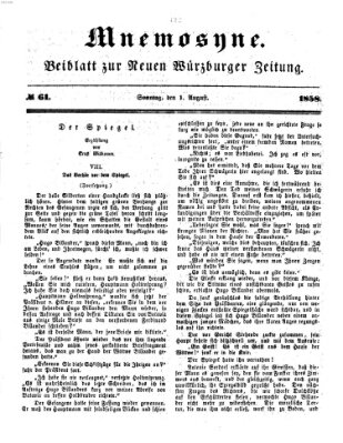 Mnemosyne (Neue Würzburger Zeitung) Sonntag 1. August 1858