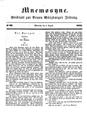 Mnemosyne (Neue Würzburger Zeitung) Mittwoch 4. August 1858