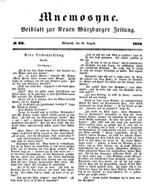 Mnemosyne (Neue Würzburger Zeitung) Mittwoch 18. August 1858