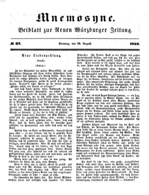 Mnemosyne (Neue Würzburger Zeitung) Sonntag 22. August 1858