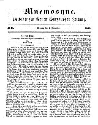 Mnemosyne (Neue Würzburger Zeitung) Sonntag 5. September 1858