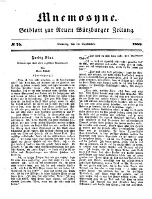 Mnemosyne (Neue Würzburger Zeitung) Sonntag 19. September 1858