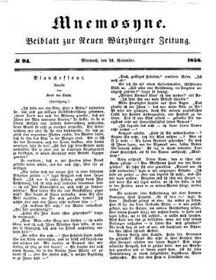 Mnemosyne (Neue Würzburger Zeitung) Mittwoch 24. November 1858