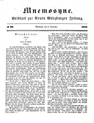 Mnemosyne (Neue Würzburger Zeitung) Mittwoch 8. Dezember 1858