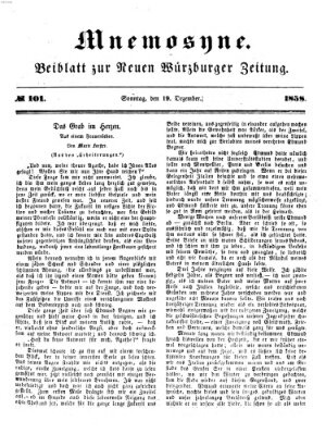 Mnemosyne (Neue Würzburger Zeitung) Sonntag 19. Dezember 1858