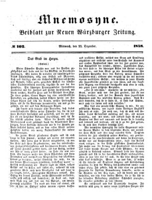 Mnemosyne (Neue Würzburger Zeitung) Mittwoch 22. Dezember 1858