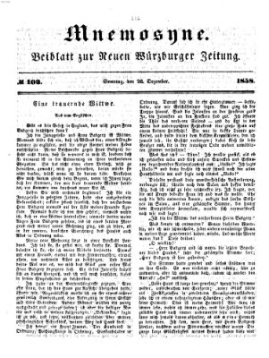 Mnemosyne (Neue Würzburger Zeitung) Sonntag 26. Dezember 1858