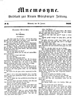 Mnemosyne (Neue Würzburger Zeitung) Mittwoch 19. Januar 1859