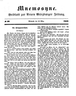 Mnemosyne (Neue Würzburger Zeitung) Mittwoch 16. März 1859