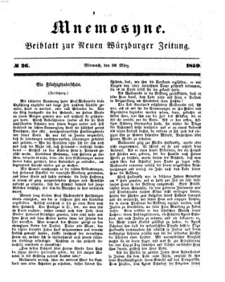 Mnemosyne (Neue Würzburger Zeitung) Mittwoch 30. März 1859