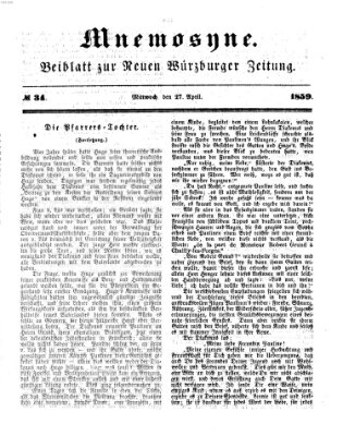 Mnemosyne (Neue Würzburger Zeitung) Mittwoch 27. April 1859