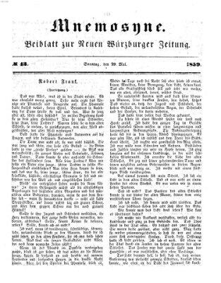 Mnemosyne (Neue Würzburger Zeitung) Sonntag 29. Mai 1859