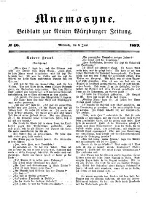 Mnemosyne (Neue Würzburger Zeitung) Mittwoch 8. Juni 1859