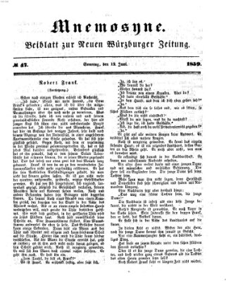 Mnemosyne (Neue Würzburger Zeitung) Sonntag 12. Juni 1859