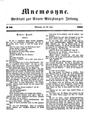 Mnemosyne (Neue Würzburger Zeitung) Mittwoch 22. Juni 1859