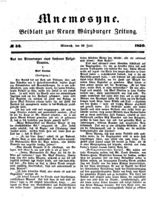 Mnemosyne (Neue Würzburger Zeitung) Mittwoch 29. Juni 1859