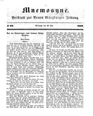 Mnemosyne (Neue Würzburger Zeitung) Mittwoch 27. Juli 1859