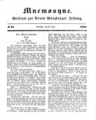 Mnemosyne (Neue Würzburger Zeitung) Sonntag 31. Juli 1859