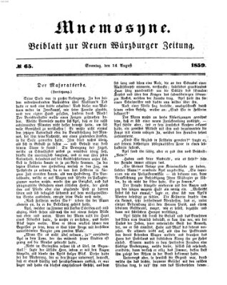 Mnemosyne (Neue Würzburger Zeitung) Sonntag 14. August 1859