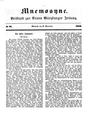 Mnemosyne (Neue Würzburger Zeitung) Mittwoch 28. September 1859