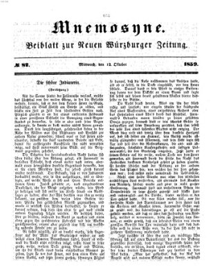 Mnemosyne (Neue Würzburger Zeitung) Mittwoch 12. Oktober 1859