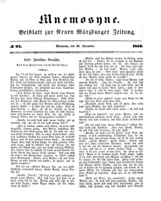 Mnemosyne (Neue Würzburger Zeitung) Mittwoch 23. November 1859