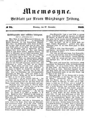 Mnemosyne (Neue Würzburger Zeitung) Sonntag 27. November 1859