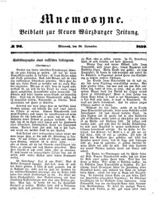 Mnemosyne (Neue Würzburger Zeitung) Mittwoch 30. November 1859