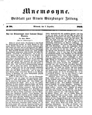 Mnemosyne (Neue Würzburger Zeitung) Mittwoch 7. Dezember 1859