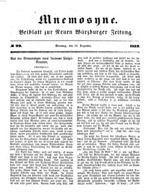 Mnemosyne (Neue Würzburger Zeitung) Sonntag 11. Dezember 1859