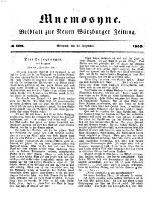 Mnemosyne (Neue Würzburger Zeitung) Mittwoch 21. Dezember 1859