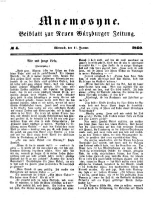 Mnemosyne (Neue Würzburger Zeitung) Mittwoch 11. Januar 1860