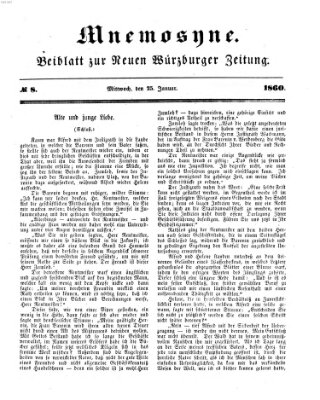 Mnemosyne (Neue Würzburger Zeitung) Mittwoch 25. Januar 1860