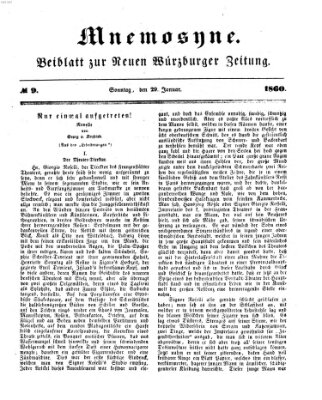 Mnemosyne (Neue Würzburger Zeitung) Sonntag 29. Januar 1860