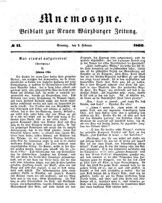 Mnemosyne (Neue Würzburger Zeitung) Sonntag 5. Februar 1860