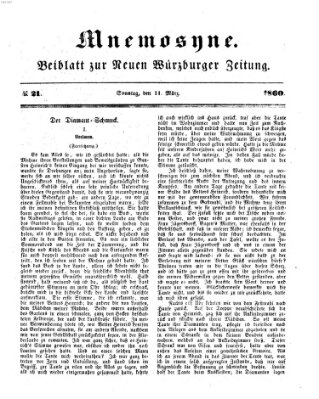 Mnemosyne (Neue Würzburger Zeitung) Sonntag 11. März 1860