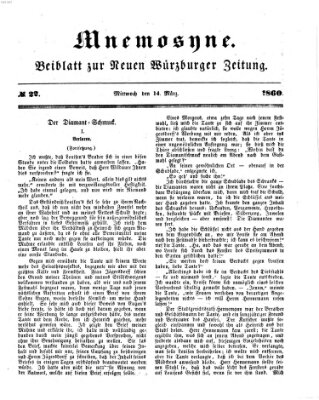 Mnemosyne (Neue Würzburger Zeitung) Mittwoch 14. März 1860