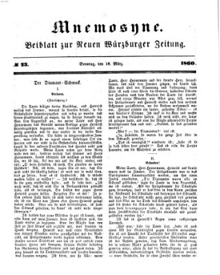 Mnemosyne (Neue Würzburger Zeitung) Sonntag 18. März 1860