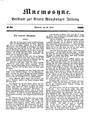 Mnemosyne (Neue Würzburger Zeitung) Mittwoch 25. April 1860