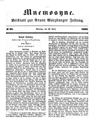 Mnemosyne (Neue Würzburger Zeitung) Sonntag 29. April 1860