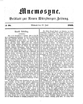 Mnemosyne (Neue Würzburger Zeitung) Mittwoch 13. Juni 1860