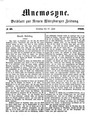 Mnemosyne (Neue Würzburger Zeitung) Sonntag 17. Juni 1860