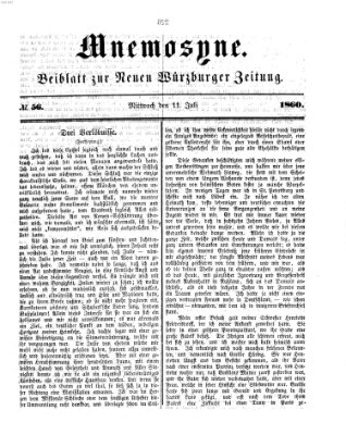 Mnemosyne (Neue Würzburger Zeitung) Mittwoch 11. Juli 1860