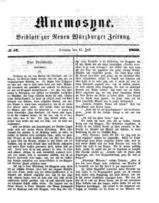 Mnemosyne (Neue Würzburger Zeitung) Sonntag 15. Juli 1860