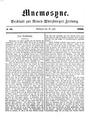 Mnemosyne (Neue Würzburger Zeitung) Mittwoch 18. Juli 1860